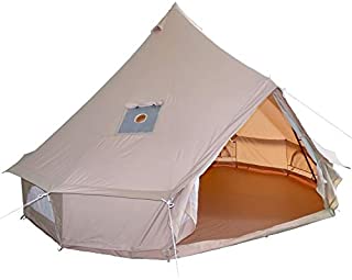 Bell Tent Waterproof Canvas Glamping Bell Tents with Fire Repellent, Large Outside Tents All 4 Season Camping Yurt Style Tent (13.3FT(Water Repellent))