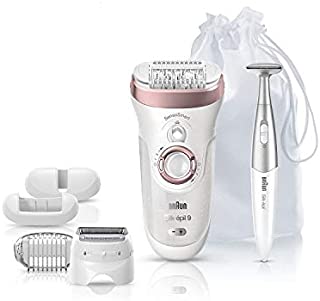 Braun Epilator Silk-épil 9 9-890 Facial Hair Removal for Women, Bikini Trimmer, Womens Shaver Wet & Dry, Cordless and 7 extras