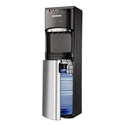 Euhomy Self Cleaning Bottom Loading Water Cooler Dispenser, with UV Lights Stainless Steel Water Cooler For Home, Office, Living Room, 3 Or 5 Gallon Bottle, 3 Temperature Settings, Black