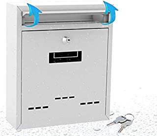 Modern Wall Mount Lockable Mailbox - Outdoor Galvanized Metal Key Large Capacity - Commercial Rural Home Decorative & Office Business Parcel Box Packages Drop Slot Secure Lock- Serenelife SLMAB04