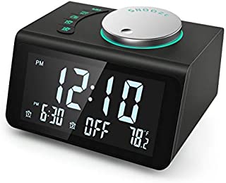 2021 Newest ANJANK Small Digital Alarm Clock Radio - FM Radio,Dual USB Charging Ports,Dual Alarms with 7 Alarm Sounds,Adjustable Volume,Temperature,5 Level Brightness Dimmer,Battery Backup,Bedrooms