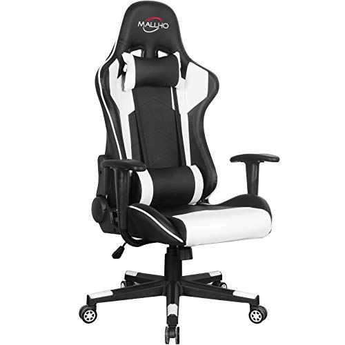 Polar Aurora Gaming Chair Racing Style High-Back PU Leather Office Chair Computer Desk Chair Executive Ergonomic Swivel Chair Headrest Lumbar Support