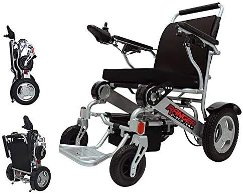 Porto Mobility Ranger D09 Lightweight Foldable Weatherproof Exclusive Electric Wheelchair, Portable, Brushless Powerful Motors, Dual Battery, All Terrain Folding Power Wheelchair (Silver, Standard)