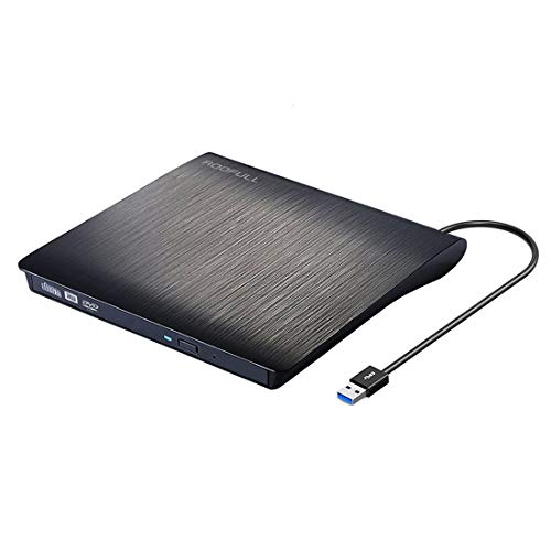 ROOFULL External CD DVD Drive USB 3.0 Portable DVD/CD ROM +/-RW Optical Drive Reader Writer Burner Player for Windows 10/8/7 Laptop Desktop PC of HP Dell Acer Lenovo ThinkPad MacBook Pro/Air