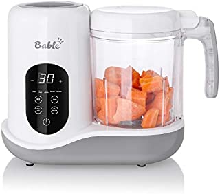 Bable Baby Food Maker for Infants and Toddlers- 6 in 1 Multifunctional Food Processor Mills with Steam, Blend, Chop, Sterilize, Warm Milk, Warm Food, Touch Control Panel, Auto Shut-Off White