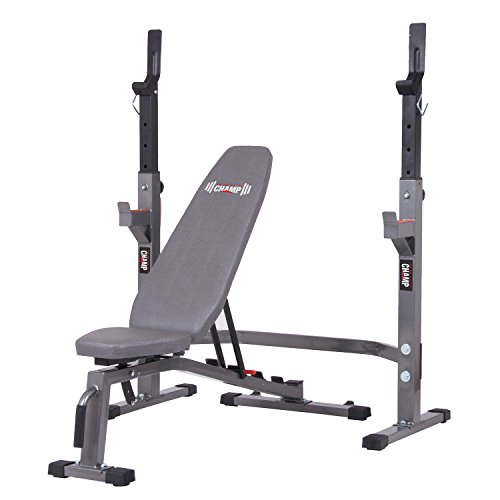 Body Champ Two Piece Set Olympic Weight Bench with Squat Rack PRO3900, Grey