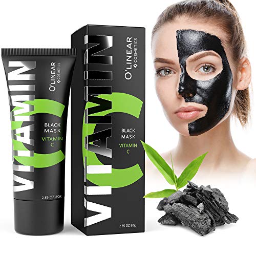 Black Charcoal Mask - Face Peel Off Mask with Organic Bamboo and Vitamin C Deep Cleansing Pore Blackhead Removal and Purifying Black Mask for Men and Women