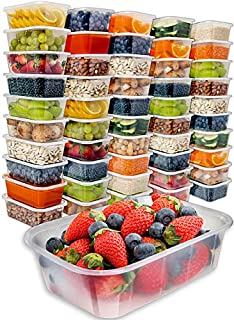 Food Storage Containers with Lids (50 Pack, 25 Ounce) - Food Containers Meal Prep Plastic Containers with Lids Food Prep Containers Deli Containers with Lids Freezer Containers by Prep Naturals