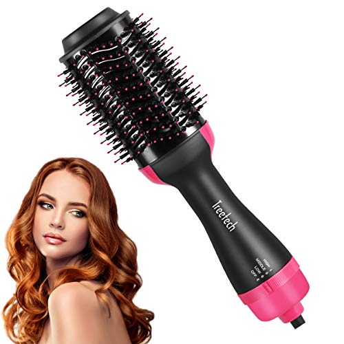 Hair Dryer Brush, Multi-Purpose Hot Air Brush, Hair Dryer Volumizer & Styler for Straightening, Curling, Salon Negative Ion Ceramic Electric Blow Dryer Rotating Straightener Curl Brush, All Hair Types