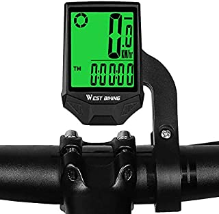 CYCLESPEED Wireless Bike Computer Waterproof Bicycle Speedometer Odometer, Support Smart Sensor LCD Backlight Display Automatic Wake-up for MTB Road Cycling18 Functions, Extension Bracket
