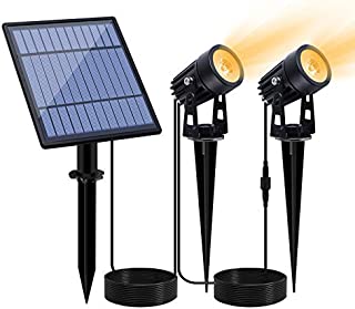APONUO Led Solar Spotlights 2W Solar Powered Landscape Lights Outdoor Spotlights Low Voltage IP65 Waterproof 16.4ft Cable Auto On/Off for Outdoor Garden Yard Landscape Downlight Warm White