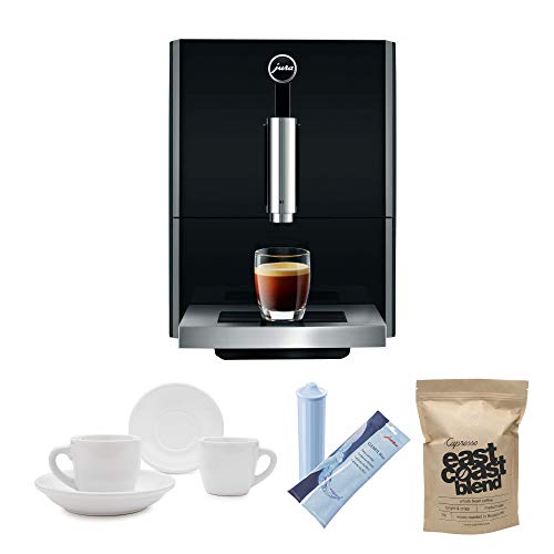 Jura A1 Ultra Compact Coffee Center 15148 with P.E.P. Includes Jura Filter Care Cartridge, Coffee Beans and Set of 2 Ceramic Cups and Saucers