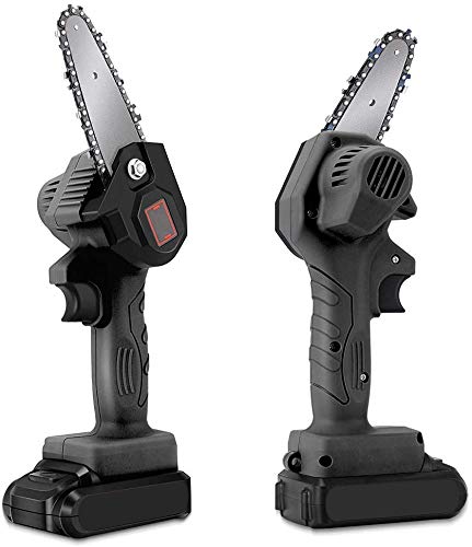 SEAAN Battery Powered Mini Chainsaw Cordless 4 Rechargeable Electric Handheld Power Chain Saw Pruning Shears, 21V Battery Operated Chainsaw Tree Branch Pruner for Cutting Wood