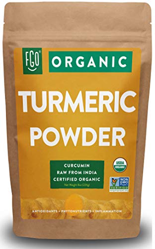 Organic Turmeric Root Powder w/ Curcumin | Lab Tested for Purity | 100% Raw from India | 8oz/226g Resealable Kraft Bag | by FGO