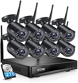 ZOSI H.265+ 1080p Wireless Security Camera System for Home, 8CH Network Video Recorder (NVR) with 8 x 2MP Auto Match WiFi IP Camera Outdoor Indoor