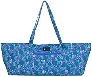 Aurorae Yoga Mat Bag, Fits Most Yoga Mats and Accessories in Blue Floral Pattern