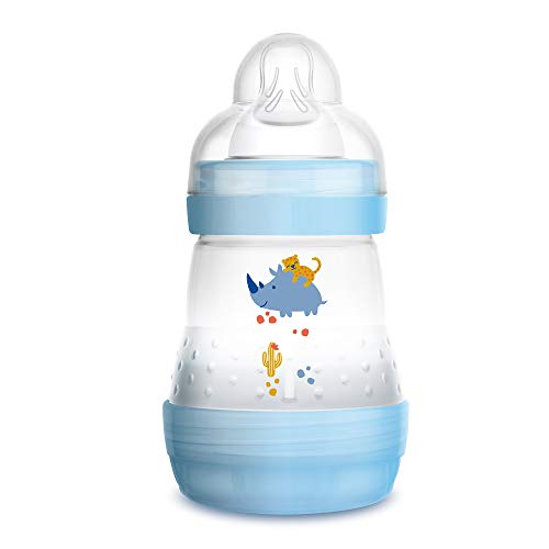 MAM Easy Start Anti-Colic Bottle 5 oz (1-Count), Baby Essentials, Slow Flow Bottles with Silicone Nipple, Baby Bottles for Baby Boy