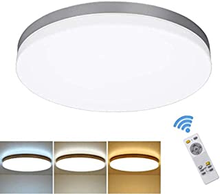DLLT 24W Modern Dimmable Led Flushmount Ceiling Light Fixture with Remote-13 Inch Round Close to Ceiling Lights for Bedroom/Kitchen/Dining Room Lighting, Timing, 3000K-6000K 3 Light Color Changeable