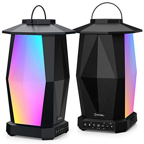 Onforu Outdoor Bluetooth Speakers, 2 Pack 25W Wireless Speakers, Various Speakers Pairing Supported, IPX5 Waterproof Patio Speakers with LED Mood Lights for Yard, Garden, Camping, Christmas