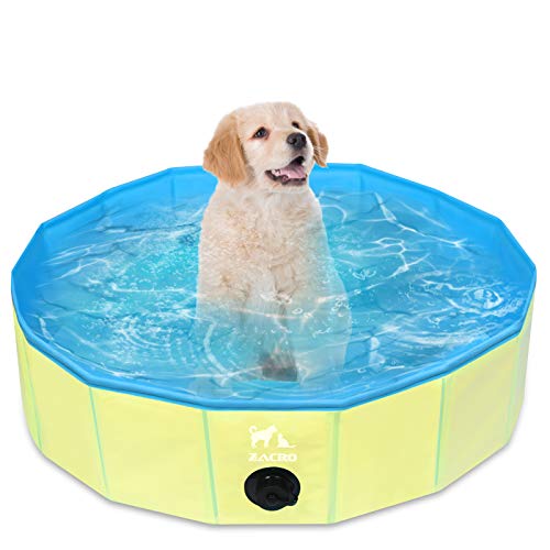 Zacro Foldable Small Dog Pool - Pet Dog Cats Paddling Bath Pool, Small Outdoor Bathing Tub for Dogs Cats and Kids (31.5 X 7.9 in)