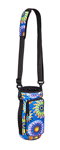 Cypress Home Boho Floral Neoprene Travel Water Bottle Carrier for Hiking, Strollers and Outdoor Activities