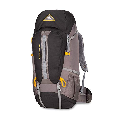 High Sierra Pathway Internal Frame Hiking Backpack, Black/Slate/Gold, 60L