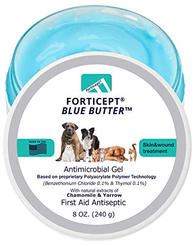 Forticept Blue Butter Antimicrobial Gel, Antiseptic Hydrogel Wound Treatment, Dogs & Cats for Hot Spots, Pyoderma, Skin Infections, Rashes, Sores, Wounds, Burns | 8 OZ