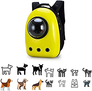 JELLY SIGHT JS Portable Pet Travel Carrier Space Capsule Pet Cat Bubble Backpack Waterproof Traveler Knapsack for Cat and Small Dog (Yellow)