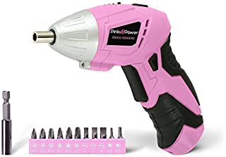 Pink Power PP481 3.6 Volt Cordless Electric Screwdriver Rechargeable Screw Gun & Bit Set for Women - LED light, Battery Indicator and Pivoting Head