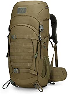 Mardingtop 50L Hiking Backpack Molle Internal Frame Backpacks with Rain Cover for Tactical Military Camping Hiking Trekking Traveling (Khaki-50L)