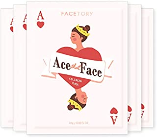 FaceTory Ace That Face Collagen Sheet Mask - Nourishing, Plumping, and Anti-Aging (Pack of 5)