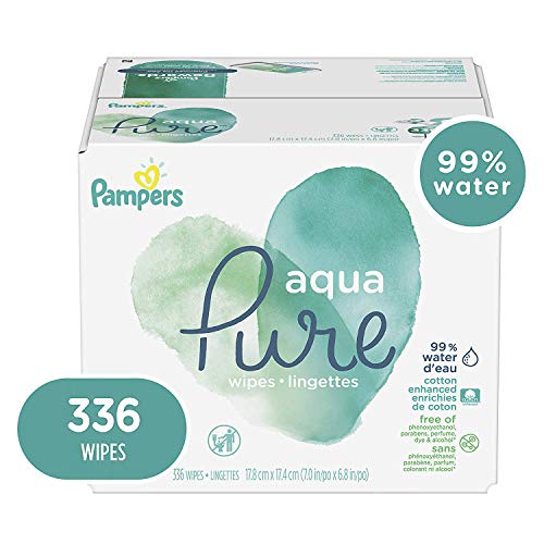 Baby Wipes, Pampers Aqua Pure Sensitive Water Baby Diaper Wipes, Hypoallergenic and Unscented, 6X Pop-Top Travel Packs, 336 Count