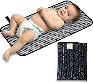 Portable Diaper Changing Pad - Waterproof Foldable Baby Changing Mat - Travel Diaper Change Mat - Lightweight Changing Pads for Baby - Baby Changer - Machine Washable - Small Changing Pad (Black Geo)