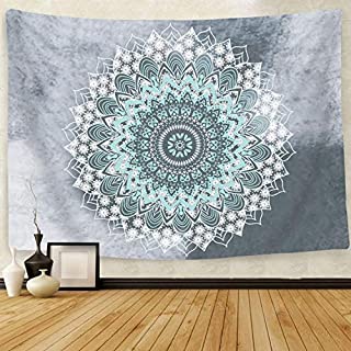 Cootime Mandala Tapestry , Hippie Bohemian Flower Psychedelic Indian Dorm Decor for Living Room Bedroom 51x60 Inches, Green