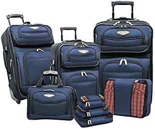 Travel Select Amsterdam Expandable Rolling Upright Luggage, Navy, 8-Piece Set