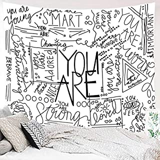 Miytal Quote You are Wall Tapestry, Inspirational Wall Art Positive Saying Wall Hanging White Wall Tapestry for Teen Bedroom Dorm - 59.1